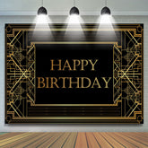 Lofaris Elegant Gold Geometric Lines Birthday Backdrop For Men